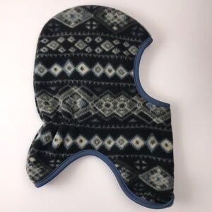 Keynon Kidz Black With Blue White Diamond Pattern Fleece Ski Mask Youth Small